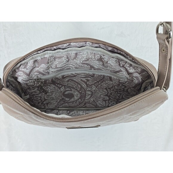 Bella Russo Shoulder Purse Beige Silver Chain Quilted Medium - Picture 6 of 7